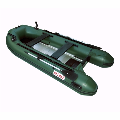 ALEKO  BTF320GR PRO Fishing Boat 10.5 Feet (3.2 m) with Aluminum Floor 4  Person Inflatable Boat with Fishing Rod and Front Board Holders, Green