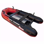 ALEKO&reg; BTF380RBK PRO Fishing Boat Raft 12.5 Feet (3.8 m) with Aluminum Floor 6 Person Inflatable Boat with Fishing Rod and Front Board Holders, Red and Black