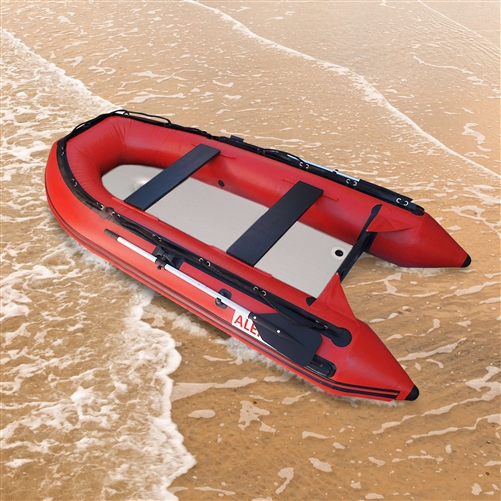 Inflatable Boat with Air Deck Floor - 10.5 Ft - Red - ALEKO