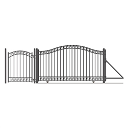 Steel Sliding Driveway Gate - DUBLIN Style - 12 ft with Pedestrian Gate - 5 ft - ALEKO