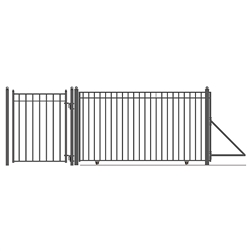 Steel Sliding Driveway Gate - MADRID Style - 12 ft with Pedestrian Gate - 5 ft - ALEKO