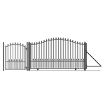 Steel Sliding Driveway Gate - MUNICH Style - 12 ft with Pedestrian Gate - 5 ft - ALEKO