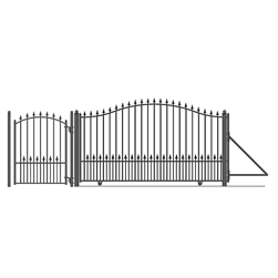 Steel Sliding Driveway Gate - MUNICH Style - 12 ft with Pedestrian Gate - 5 ft - ALEKO