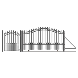 Steel Sliding Driveway Gate - PRAGUE Style - 12 ft with Pedestrian Gate - 5 ft - ALEKO