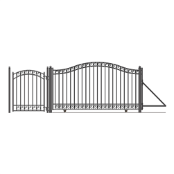 Steel Sliding Driveway Gate - 14 ft with Pedestrian Gate - 5 ft - DUBLIN Style - ALEKO