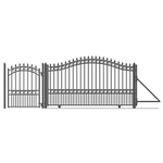 Steel Sliding Driveway Gate - 14 ft with Pedestrian Gate - 5 ft - LONDON Style - ALEKO