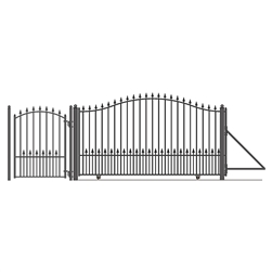 Steel Sliding Driveway Gate - 14 ft with Pedestrian Gate - 5 ft - MUNICH Style - ALEKO