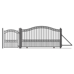 Steel Sliding Driveway Gate - 14 ft with Pedestrian Gate - 5 ft - PARIS Style - ALEKO