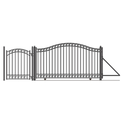 Steel Sliding Driveway Gate - 16 ft with Pedestrian Gate - 5 ft - DUBLIN Style - ALEKO