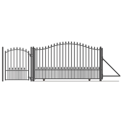 Steel Sliding Driveway Gate - 18 ft with Pedestrian Gate - 5 ft - MUNICH Style - ALEKO