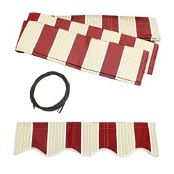 Retractable Awning Fabric Replacement - 2 x 1.5 Meter - Multi-Stripe Red - ALEKO
