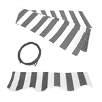 Retractable Awning Fabric Replacement - 2.4 x 2 Meter - Grey and White Striped - ALEKO