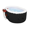 Oval Inflatable Hot Tub Spa With Drink Tray and Cover - 2 Person - 145 Gallon - Black and White - ALEKO