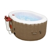 Oval Inflatable Hot Tub Spa With Drink Tray and Cover - 2 Person - 145 Gallon - Brown and White - ALEKO