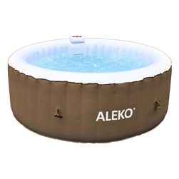 Round Inflatable Hot Tub Spa With and Cover - 4 Person - 210 Gallon - Brown and White - ALEKO