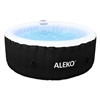 Round Inflatable Jetted Hot Tub Spa With Cover - 4 Person - 210 Gallon - Black and White - ALEKO
