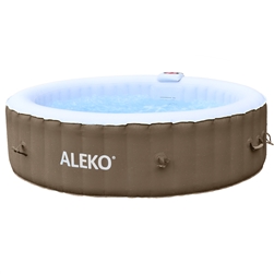 Round Inflatable Jetted Hot Tub Spa With Cover - 6 Person - 265 Gallon - Brown and Gray - ALEKO