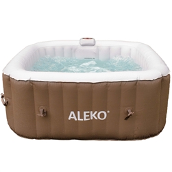 Square Inflatable Hot Tub Spa With Cover - 4 Person - 160 Gallon - Brown