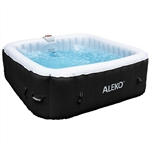 Square Inflatable Hot Tub Spa With Cover - 6 Person - 250 Gallon - Black and White - ALEKO