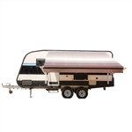 Motorized Retractable RV/Patio Awning - 20 x 8 Feet - Brown Striped - ALEKO