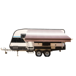 Motorized Retractable RV/Patio Awning - 20 x 8 Feet - Brown Striped - ALEKO