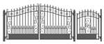 Set of ALEKOÂ® VENICE Style Steel Swing Dual Driveway 12 ft with Pedestrian Gate 4 ft