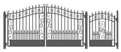 Set of ALEKOÂ® VENICE Style Steel Swing Dual Driveway 12 ft with Pedestrian Gate 4 ft