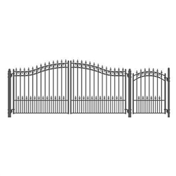 Set of ALEKOÂ® PRAGUE Style Steel Swing Dual Driveway 14 ft with Pedestrian Gate 4 ft