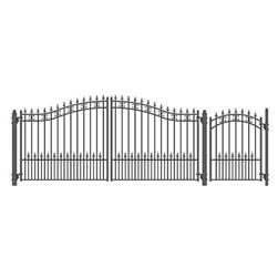 Set of ALEKOÂ® ST.PETERSBURG Style Steel Swing Dual Driveway 14 ft with Pedestrian Gate 4 ft