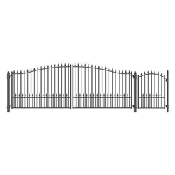 Set of ALEKOÂ® MUNICH Style Steel Swing Single Driveway 18 ft with Pedestrian Gate 4 ft