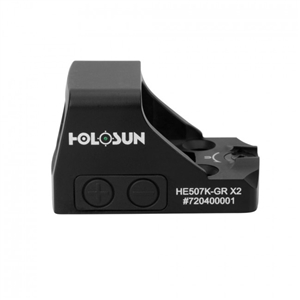 HOLOSUN OPEN REFLEX SIGHT - BLACK, GREEN DOT, 2 MOA DOT & 32 MOA CIRCLE, ALUMINUM