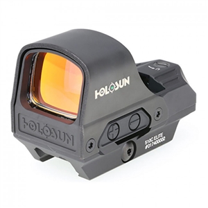 HOLOSUN OPEN REFLEX SIGHT - BLACK, 2 MOA GREEN DOT & 65 MOA CIRCLE, ALUMINUM/TITANIUM HOOD