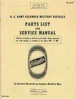U.S. Army Columbia Military Bicycles Parts List and Service Manual (G519)
