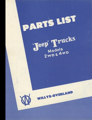 Parts List "Willys" Truck