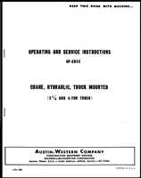 Operator and Service Instruction OP-CR53  for Crane, Hydraulic, Truck-Mounted.  Installed on Wreckers M60, M62 & M108 (G742, G744)