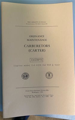 Service Manual for Carter Y-S 637S used on M38 (G740) and YS-950S used on M38A1 (G758)