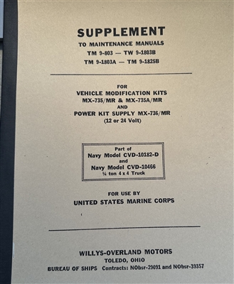 Supplement: Vehicle Modification Kits for MX-735 (Navy Deep Water Fording)