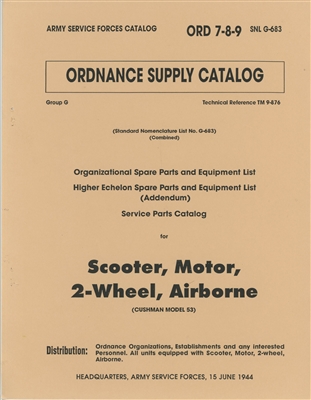 ORD 789 G683 Illustrated Parts Manual, Cushman Airborne Scooter