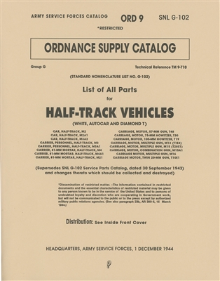 Complete Illustrated Parts for G102 Halftrack built by White, Autocar, Diamond T. (G102)