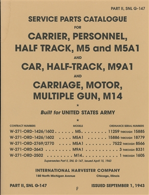 ORD 9 G147 Illustrated Parts for International Half-Track, M5, M5A1, M9A1 & M14 (G147)