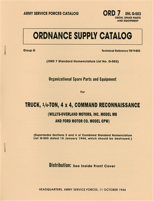 ORD 7 G503 Spare Parts and Equipment Listing for MB & GPW (1944)
