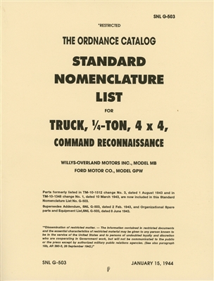 ORD 789 G503 Illustrated Parts for Willys MB & Ford GPW (1944)