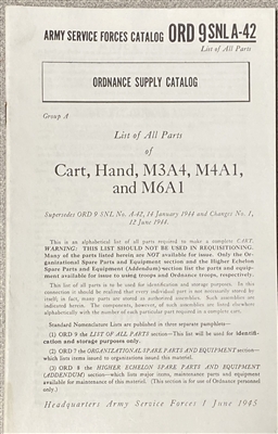 ORD 9-A-42 Cart, Hand, Parts Manual