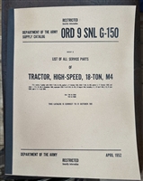 ORD 9 G150 Illustrated Parts Manual for M4 High Speed Tractor (G150).