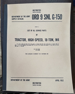 ORD 9 G150 Illustrated Parts Manual for M4 High Speed Tractor (G150).