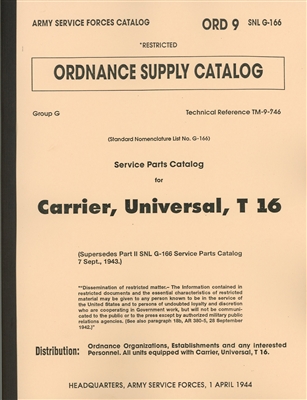 ORD 9 G166, Universal Carrier Parts Manual