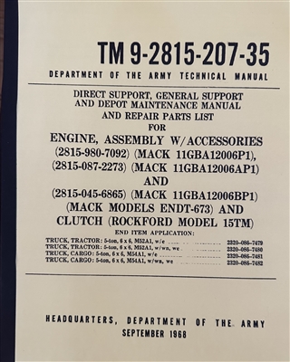 TM 9-2815-207-35 Overhaul Manual for Mack ENDT673 engine.