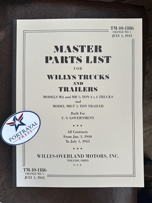 TM 10-1186 Willys Master Parts List (MA, MB & MBT)