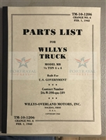 TM 10-1206, Change 6, Feb 1., 1942 Illustrated Parts Manual for Willys MB
