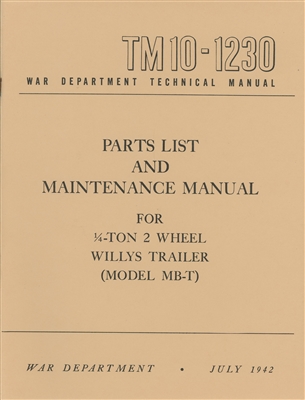 TM 10-1230 G529 Parts List and Maintenance Manual for MB-T Trailer